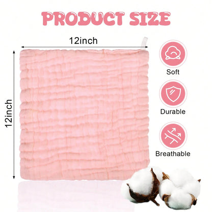 20 Pcs Baby Muslin Washcloth 12 X 12 Inch 100% Cotton Soft And Absorbent Muslin Washcloth Burp Cloth Wipe Newborn Face Towel For Baby Boy Girl Sensitive Skin(Powder Pink, White, Pink)