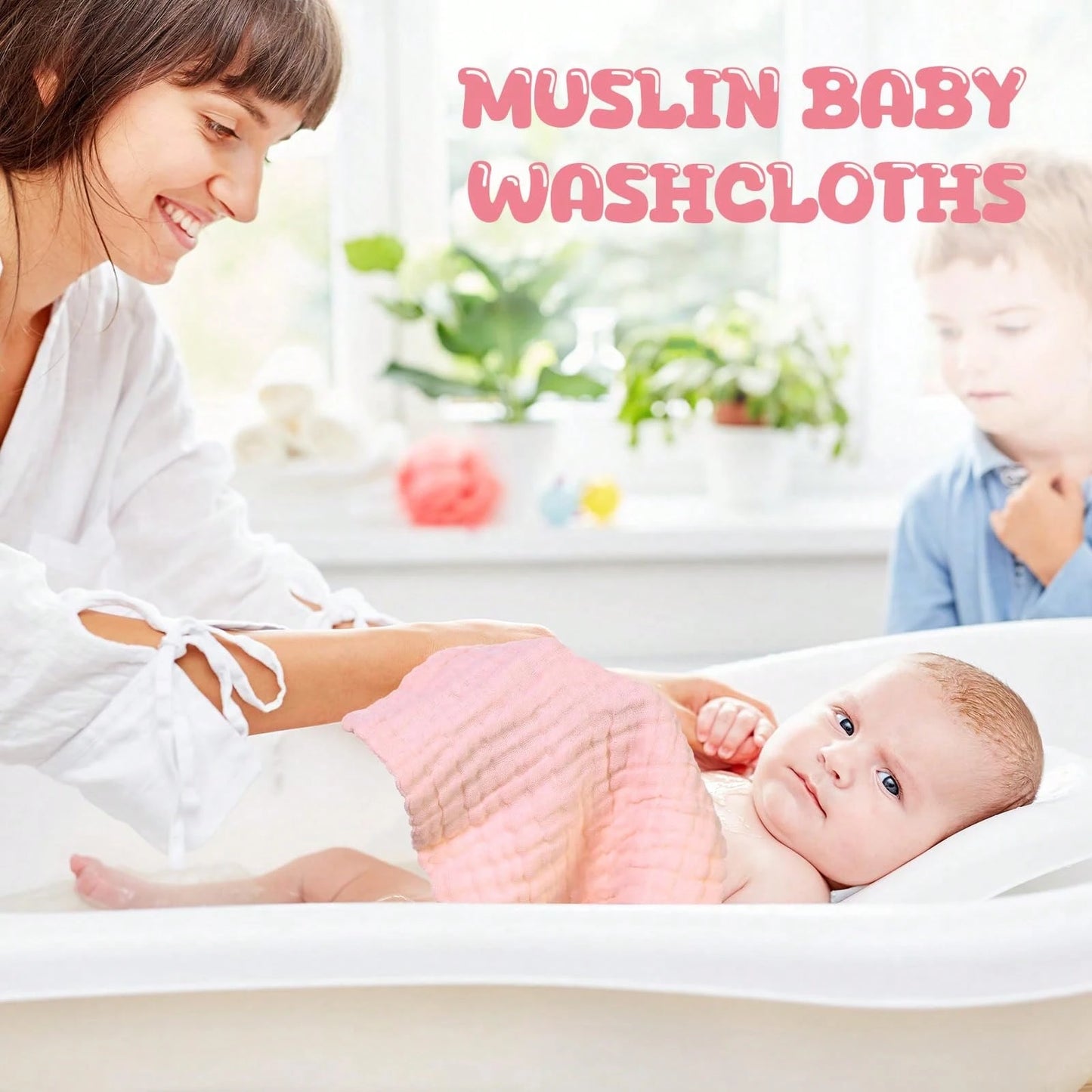 20 Pcs Baby Muslin Washcloth 12 X 12 Inch 100% Cotton Soft And Absorbent Muslin Washcloth Burp Cloth Wipe Newborn Face Towel For Baby Boy Girl Sensitive Skin(Powder Pink, White, Pink)