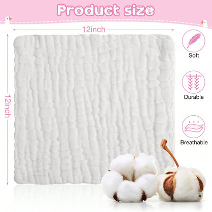 20 Pcs Baby Muslin Washcloth 12 X 12 Inch 100% Cotton Soft And Absorbent Muslin Washcloth Burp Cloth Wipe Newborn Face Towel For Baby Boy Girl Sensitive Skin(Powder Pink, White, Pink)
