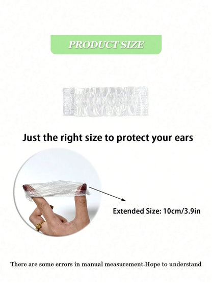 200pcs/100pcs-Extended Size: 10cm/3.9in Baby Transparent Disposable Ear Covers, Elastic Transparent Shower Water Ear Covers, Newborn Essentials, Bathing, Baby Bath, Swimming Ear Covers, Suitable For C