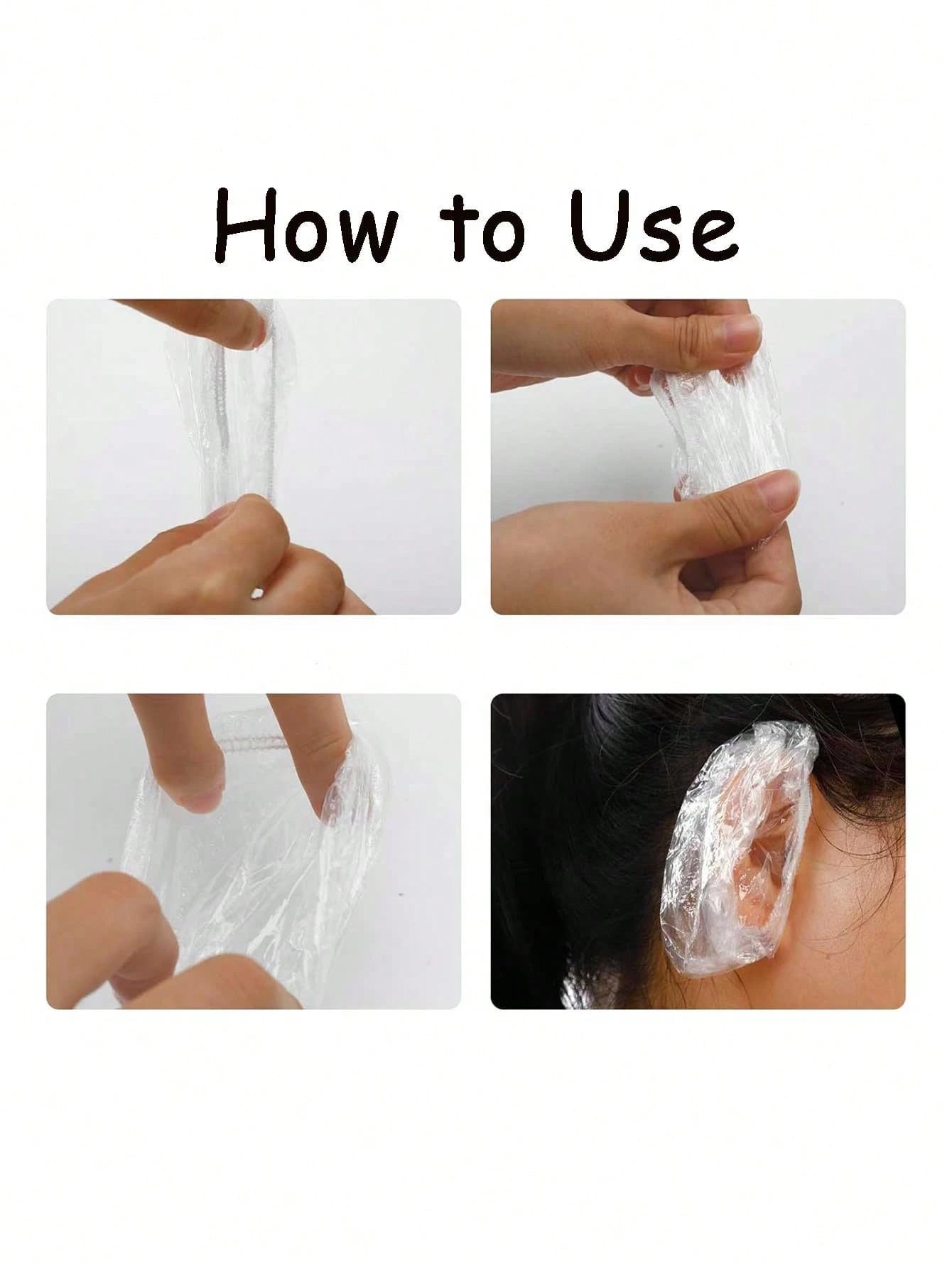 200pcs/100pcs-Extended Size: 10cm/3.9in Baby Transparent Disposable Ear Covers, Elastic Transparent Shower Water Ear Covers, Newborn Essentials, Bathing, Baby Bath, Swimming Ear Covers, Suitable For C