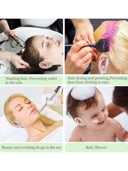 200pcs/100pcs-Extended Size: 10cm/3.9in Baby Transparent Disposable Ear Covers, Elastic Transparent Shower Water Ear Covers, Newborn Essentials, Bathing, Baby Bath, Swimming Ear Covers, Suitable For C