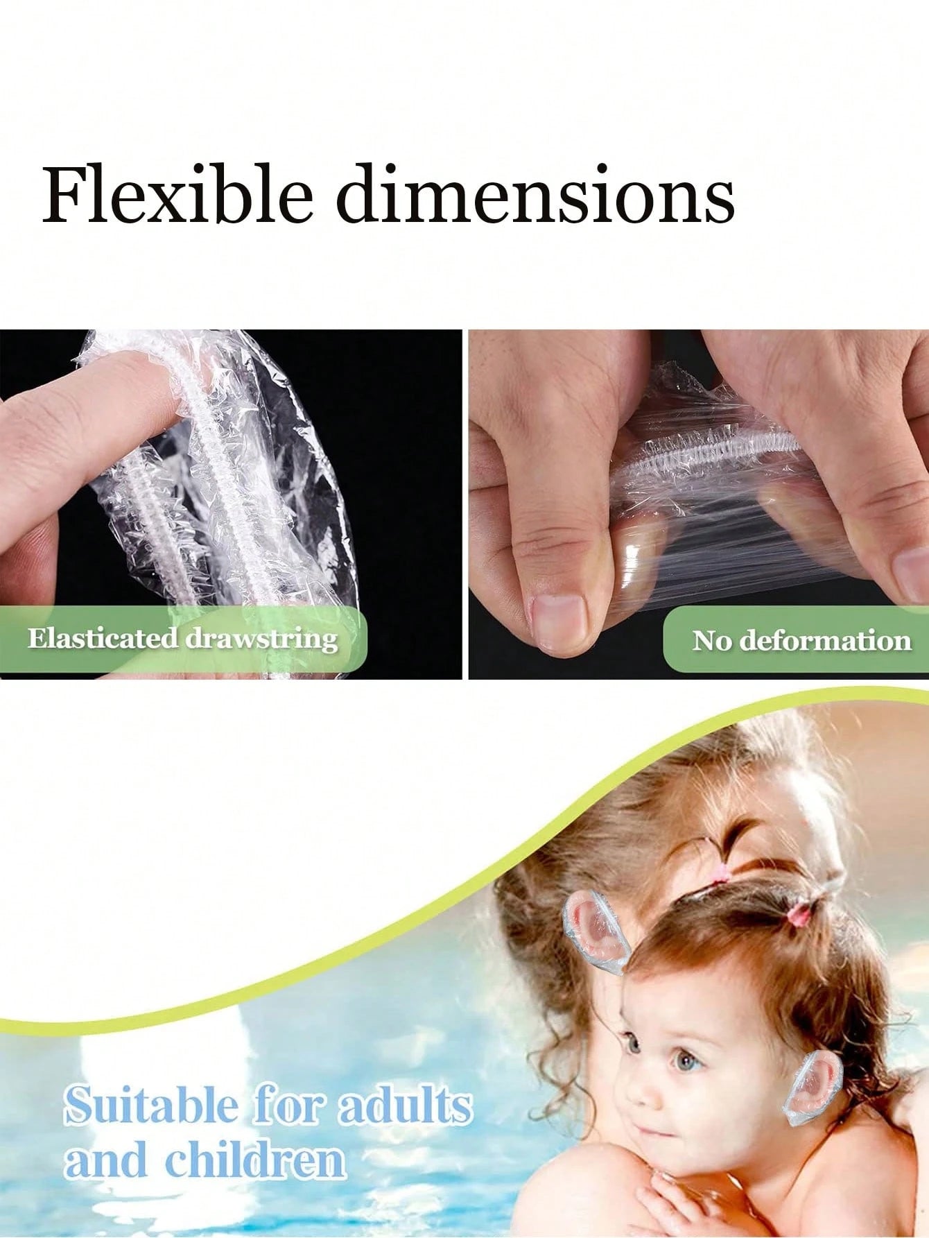 200pcs/100pcs-Extended Size: 10cm/3.9in Baby Transparent Disposable Ear Covers, Elastic Transparent Shower Water Ear Covers, Newborn Essentials, Bathing, Baby Bath, Swimming Ear Covers, Suitable For C
