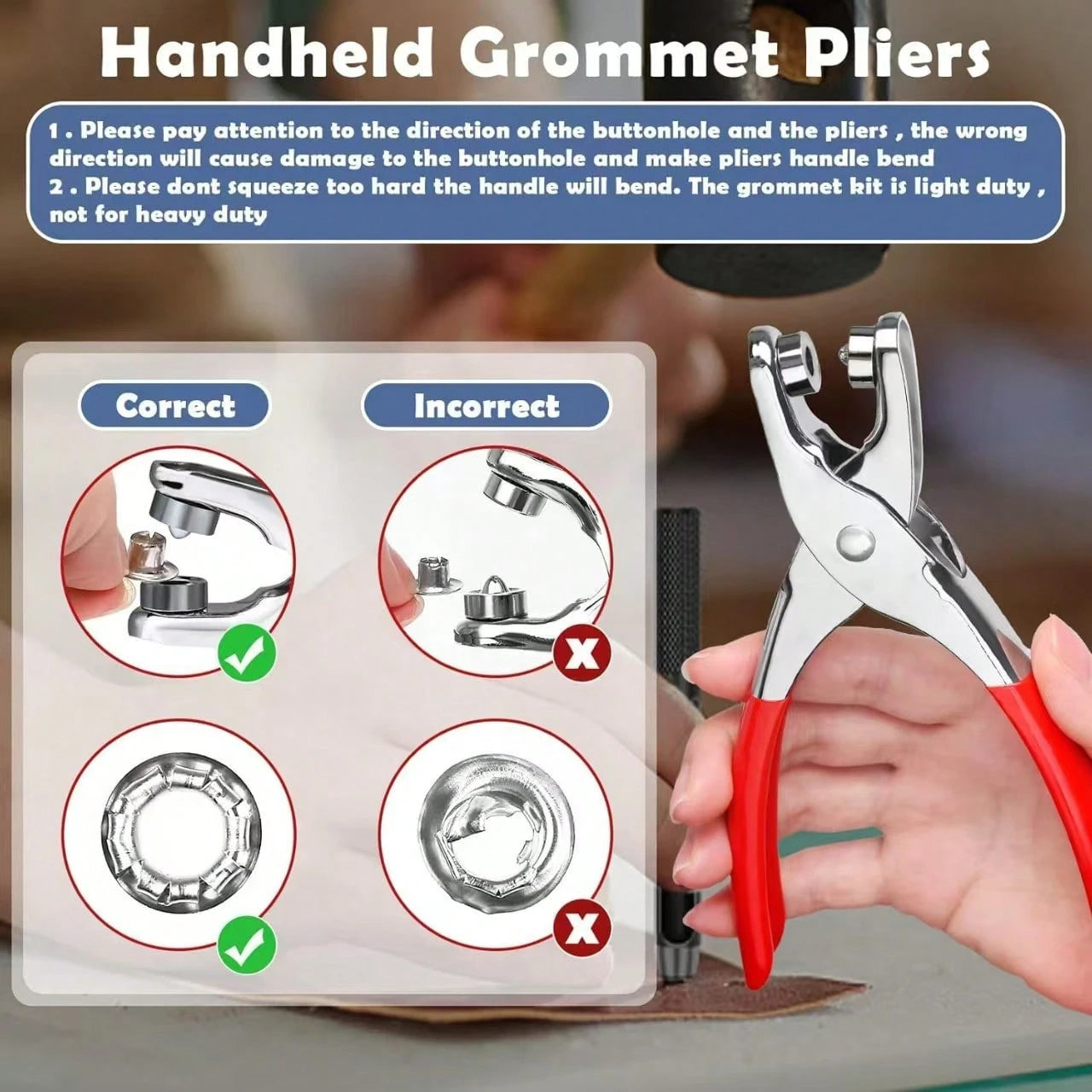 200pcs 6mm/0.24in Household Portable Grommet Tool Kit With Handheld Eyelet Pliers-Clothing & Shoe Repair, Suitable For Leather, Fabric & Canvas-Ideal For Crafters & DIY Enthusiasts