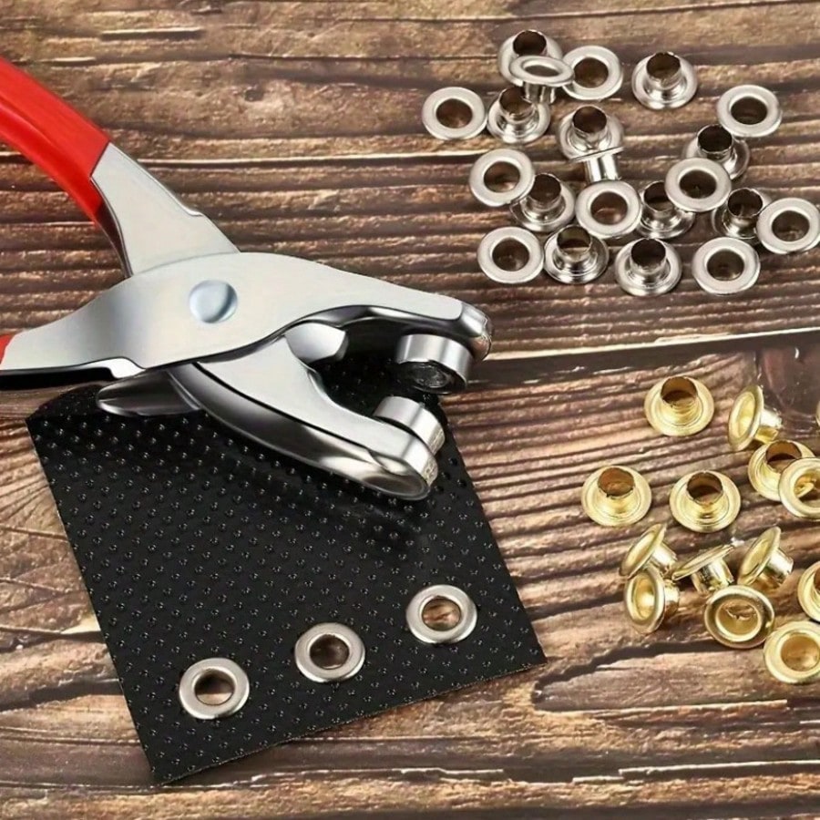 200pcs 6mm/0.24in Household Portable Grommet Tool Kit With Handheld Eyelet Pliers-Clothing & Shoe Repair, Suitable For Leather, Fabric & Canvas-Ideal For Crafters & DIY Enthusiasts