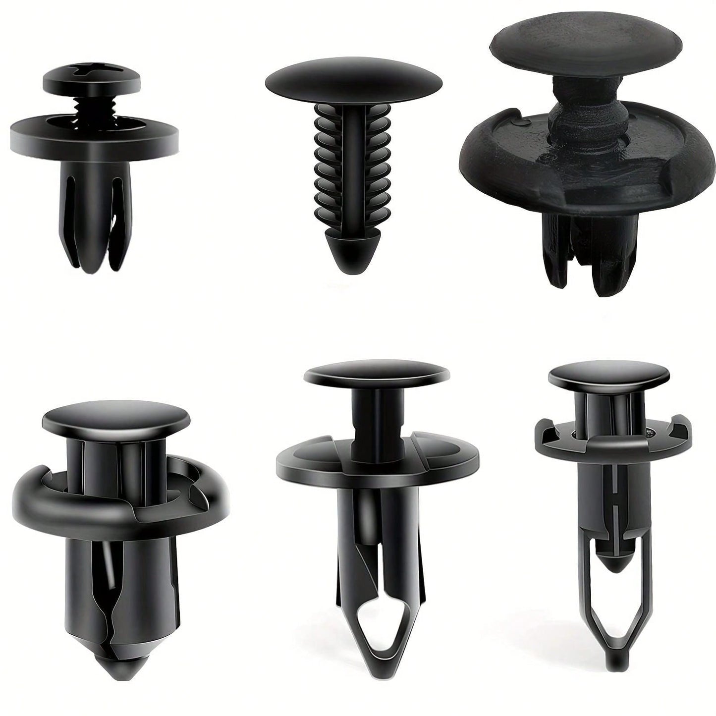 200pcs Universal Car Push Rivet Set- 6mm/7mm/8mm/9mm/10mm Six Size Mixed Bumper Retainer Clips & Auto Push Pin Fasteners (Compatible With Most Sedans, SUVs & Trucks), Complete Auto Trim Removal Tool