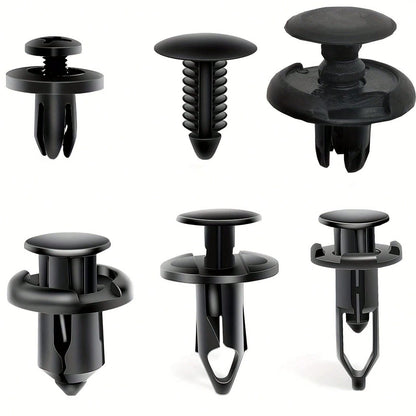 200pcs Universal Car Push Rivet Set- 6mm/7mm/8mm/9mm/10mm Six Size Mixed Bumper Retainer Clips & Auto Push Pin Fasteners (Compatible With Most Sedans, SUVs & Trucks), Complete Auto Trim Removal Tool