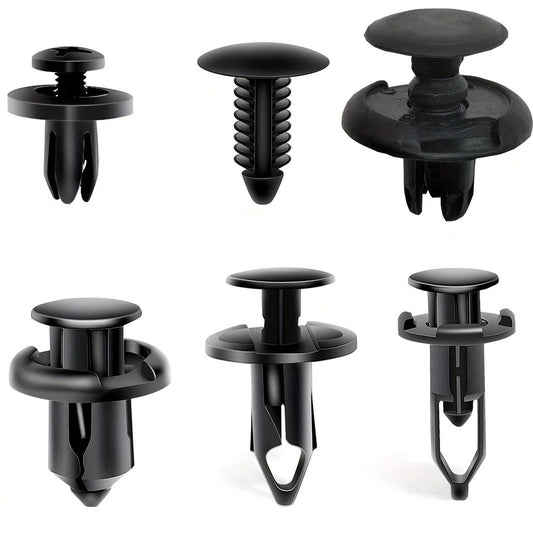 200pcs Universal Car Push Rivet Set- 6mm/7mm/8mm/9mm/10mm Six Size Mixed Bumper Retainer Clips & Auto Push Pin Fasteners (Compatible With Most Sedans, SUVs & Trucks), Complete Auto Trim Removal Tool