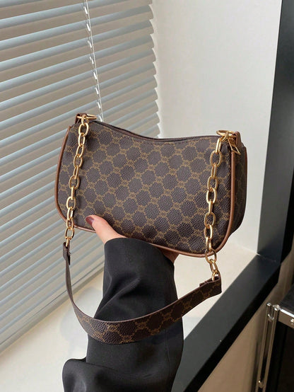 2024 New Spring & Summer Simple Versatile PU Underarm Bag, Fashion Chain Shoulder Bag, High-Quality Handbag, Old Money