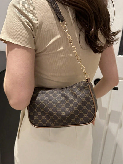 2024 New Spring & Summer Simple Versatile PU Underarm Bag, Fashion Chain Shoulder Bag, High-Quality Handbag, Old Money