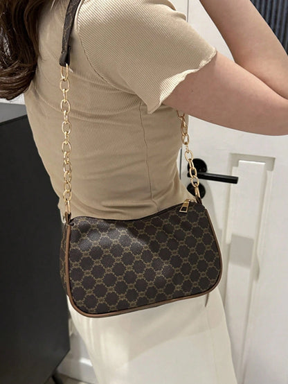 2024 New Spring & Summer Simple Versatile PU Underarm Bag, Fashion Chain Shoulder Bag, High-Quality Handbag, Old Money