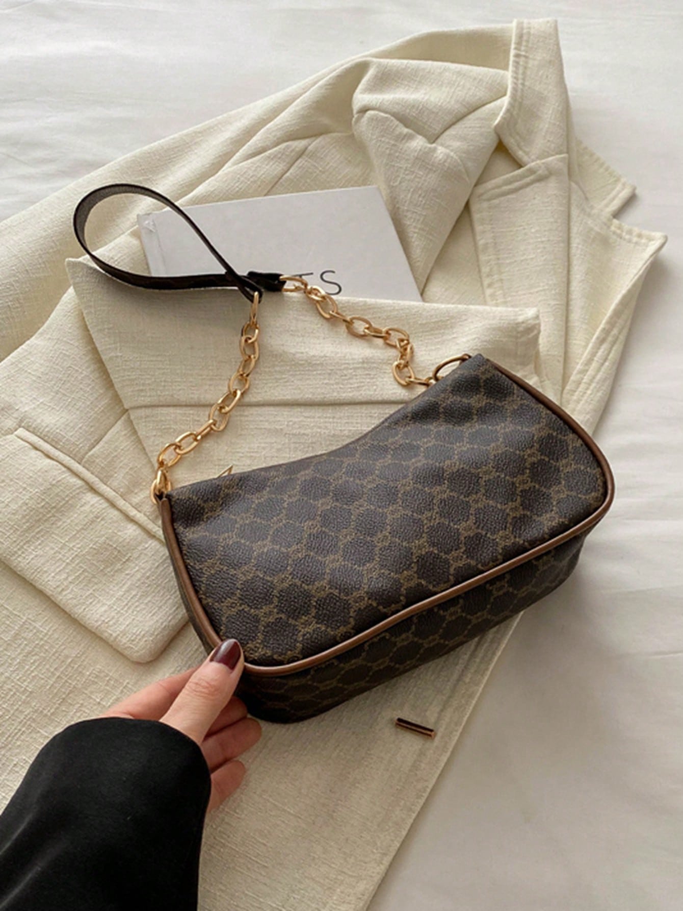 2024 New Spring & Summer Simple Versatile PU Underarm Bag, Fashion Chain Shoulder Bag, High-Quality Handbag, Old Money