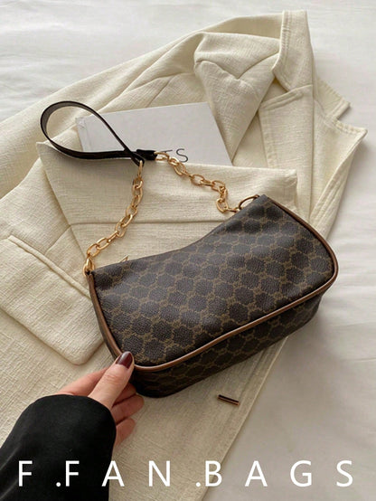 2024 New Spring & Summer Simple Versatile PU Underarm Bag, Fashion Chain Shoulder Bag, High-Quality Handbag, Old Money