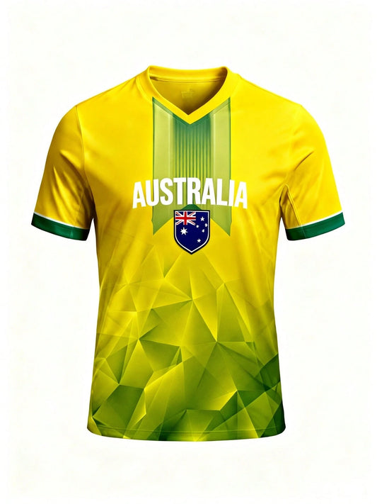 2025 Australia Sport Soccer Jersey Polyester Short Sleeve Jersey For Fans-Comfy Breathable Sports Top