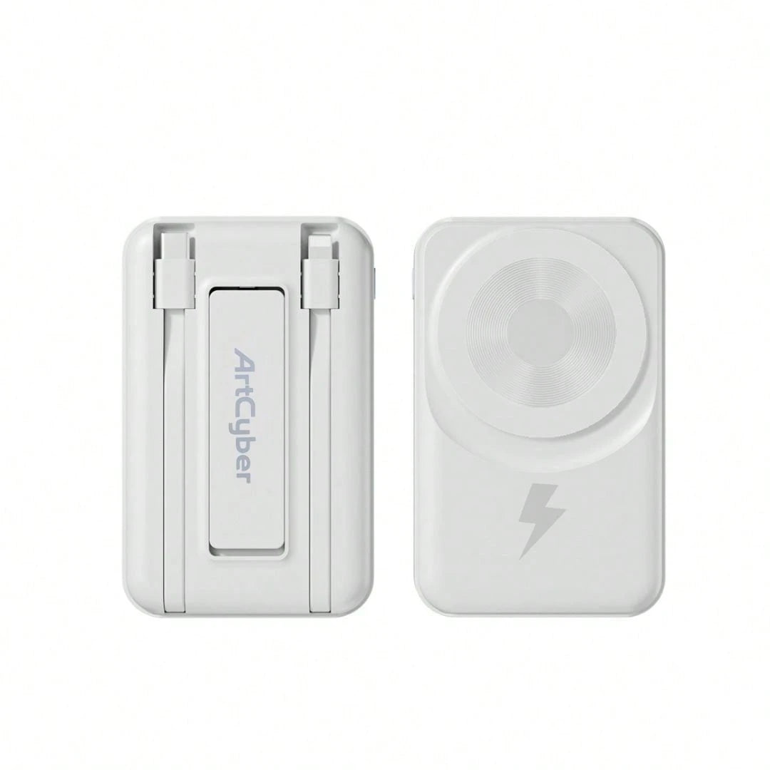 2025 Latest Wireless Magnetic Battery Pack, 10000mAh Magnetic Power Bank With Built-In USB-C & Lightning Cables, 22.5W PD Fast Charging, LED Display Wireless Portable Charger For IOS 17/16/15/14/13/12