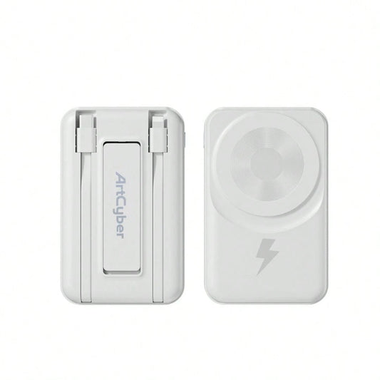 2025 Latest Wireless Magnetic Battery Pack, 10000mAh Magnetic Power Bank With Built-In USB-C & Lightning Cables, 22.5W PD Fast Charging, LED Display Wireless Portable Charger For IOS 17/16/15/14/13/12