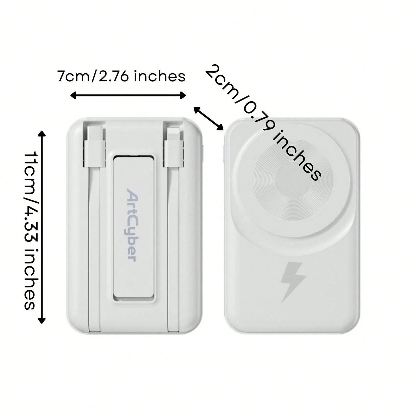 2025 Latest Wireless Magnetic Battery Pack, 10000mAh Magnetic Power Bank With Built-In USB-C & Lightning Cables, 22.5W PD Fast Charging, LED Display Wireless Portable Charger For IOS 17/16/15/14/13/12