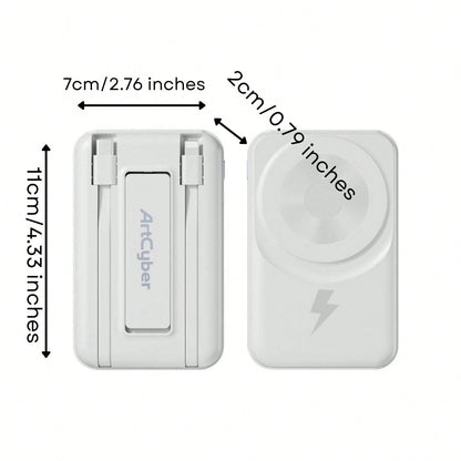 2025 Latest Wireless Magnetic Battery Pack, 10000mAh Magnetic Power Bank With Built-In USB-C & Lightning Cables, 22.5W PD Fast Charging, LED Display Wireless Portable Charger For IOS 17/16/15/14/13/12