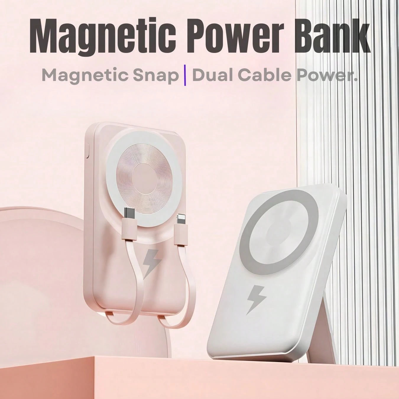 2025 Latest Wireless Magnetic Battery Pack, 10000mAh Magnetic Power Bank With Built-In USB-C & Lightning Cables, 22.5W PD Fast Charging, LED Display Wireless Portable Charger For IOS 17/16/15/14/13/12
