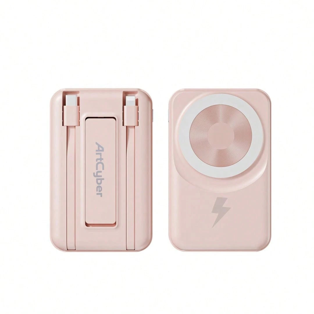 2025 Latest Wireless Magnetic Battery Pack, 10000mAh Magnetic Power Bank With Built-In USB-C & Lightning Cables, 22.5W PD Fast Charging, LED Display Wireless Portable Charger For IOS 17/16/15/14/13/12