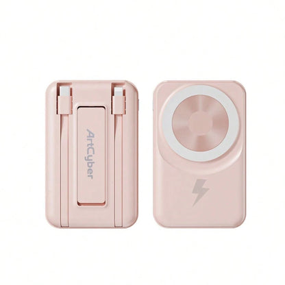 2025 Latest Wireless Magnetic Battery Pack, 10000mAh Magnetic Power Bank With Built-In USB-C & Lightning Cables, 22.5W PD Fast Charging, LED Display Wireless Portable Charger For IOS 17/16/15/14/13/12