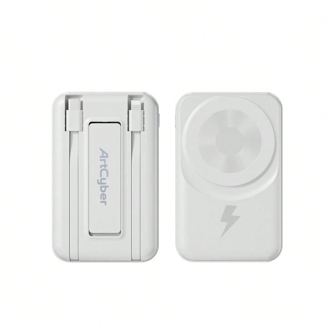 2025 Latest Wireless Magnetic Battery Pack, 10000mAh Magnetic Power Bank With Built-In USB-C & Lightning Cables, 22.5W PD Fast Charging, LED Display Wireless Portable Charger For IOS 17/16/15/14/13/12