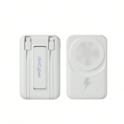 2025 Latest Wireless Magnetic Battery Pack, 10000mAh Magnetic Power Bank With Built-In USB-C & Lightning Cables, 22.5W PD Fast Charging, LED Display Wireless Portable Charger For IOS 17/16/15/14/13/12