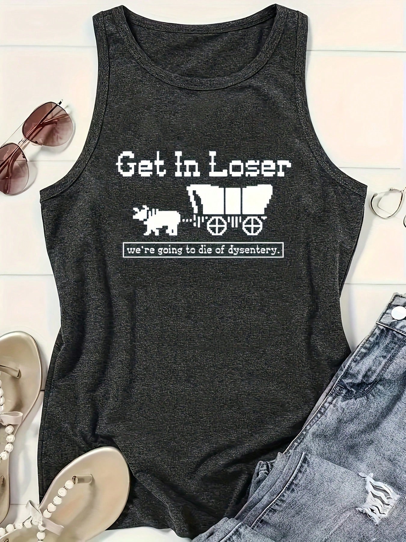 2025 Printed Round-Neck Vest, Summer Sleeveless Casual Women's Top Z0IL
