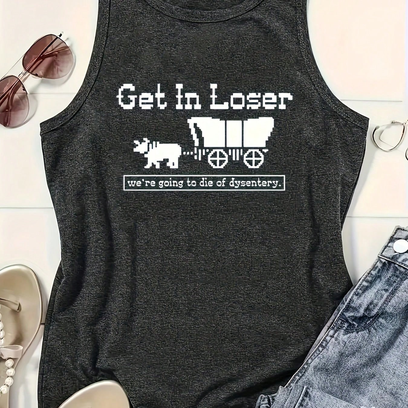2025 Printed Round-Neck Vest, Summer Sleeveless Casual Women's Top Z0IL
