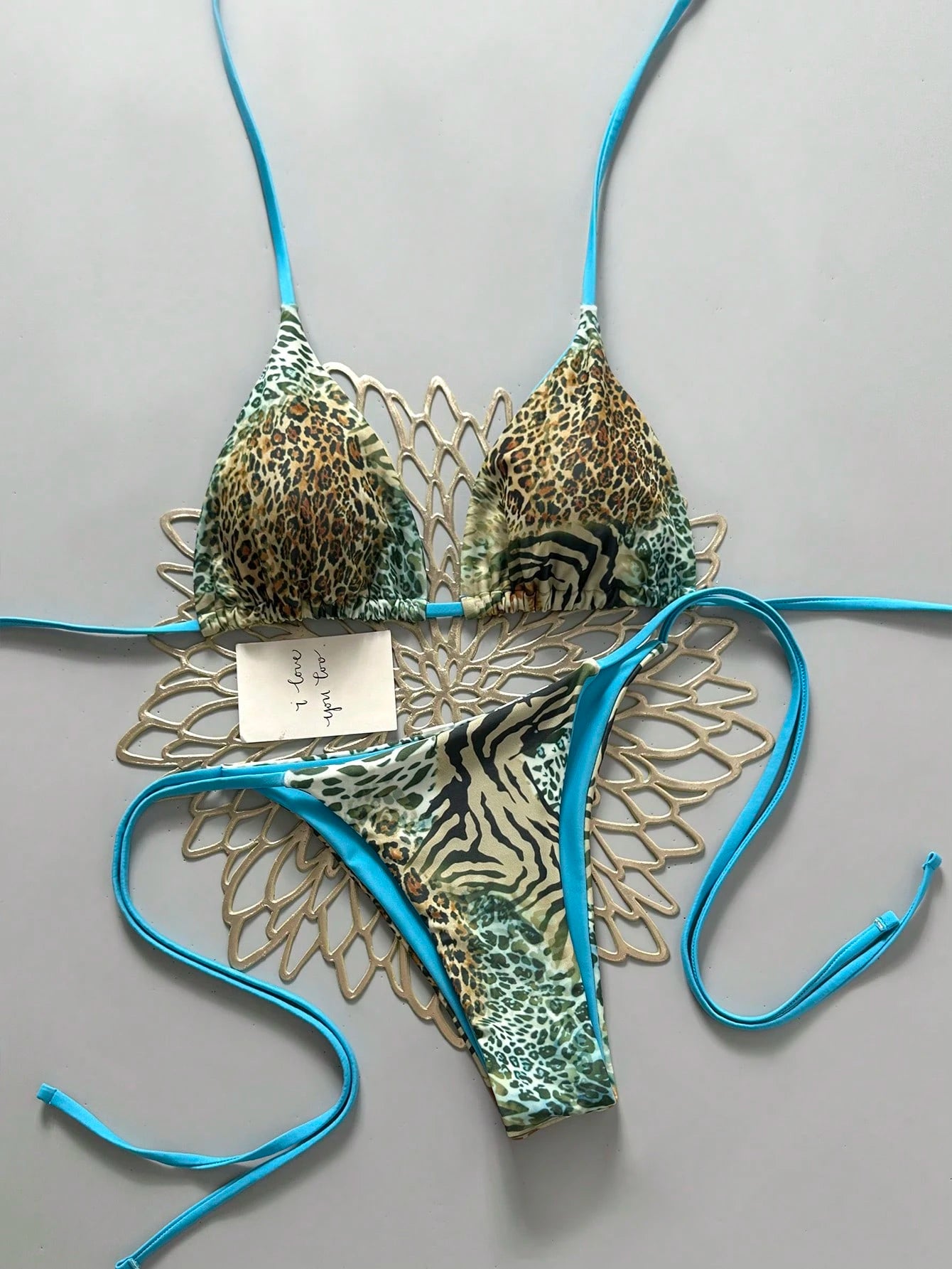 2025 Sexy Vintage Leopard Print Pattern Bikini Two Pieces Swimwear For Women Vacation Beach Summer