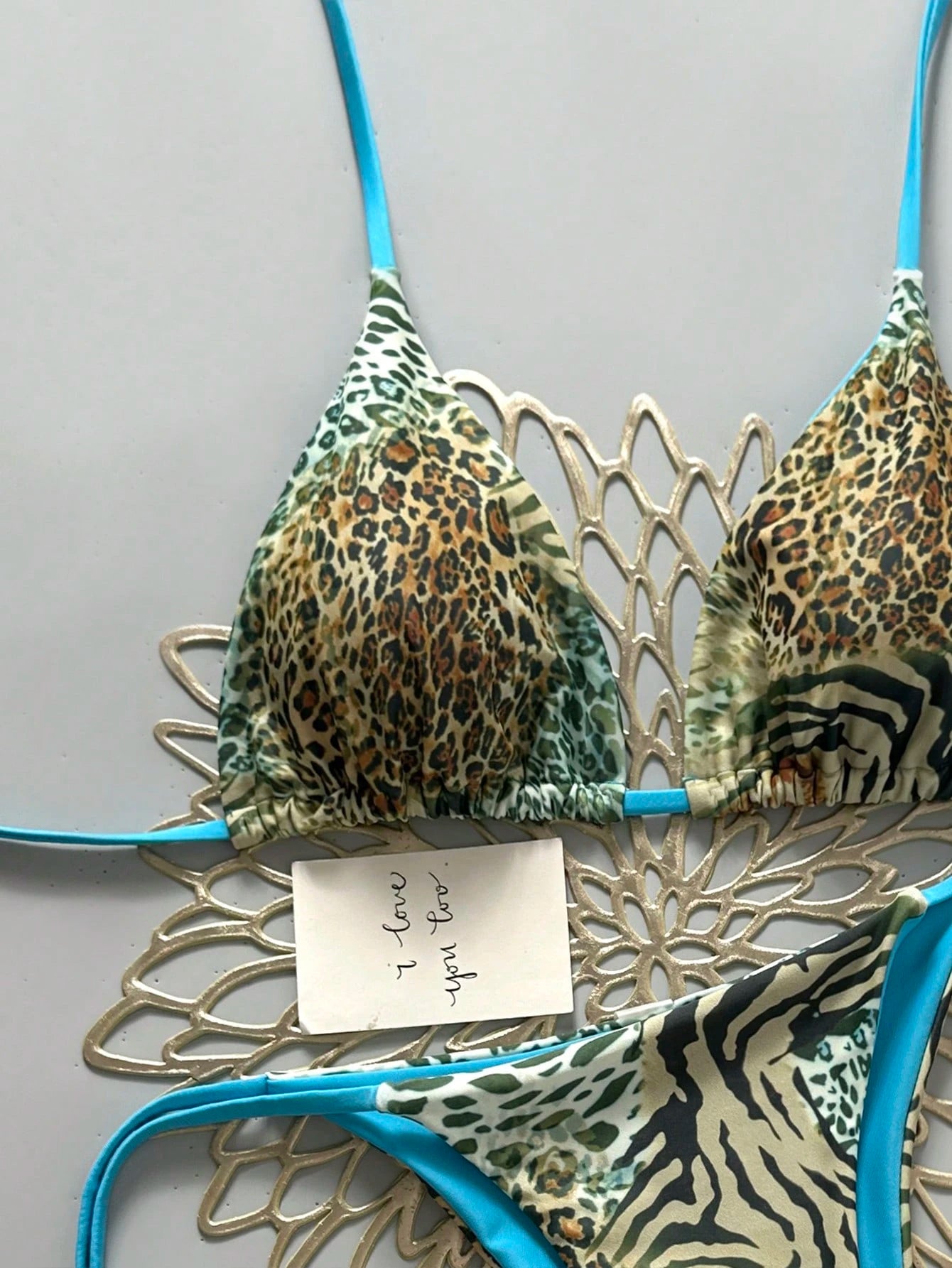 2025 Sexy Vintage Leopard Print Pattern Bikini Two Pieces Swimwear For Women Vacation Beach Summer