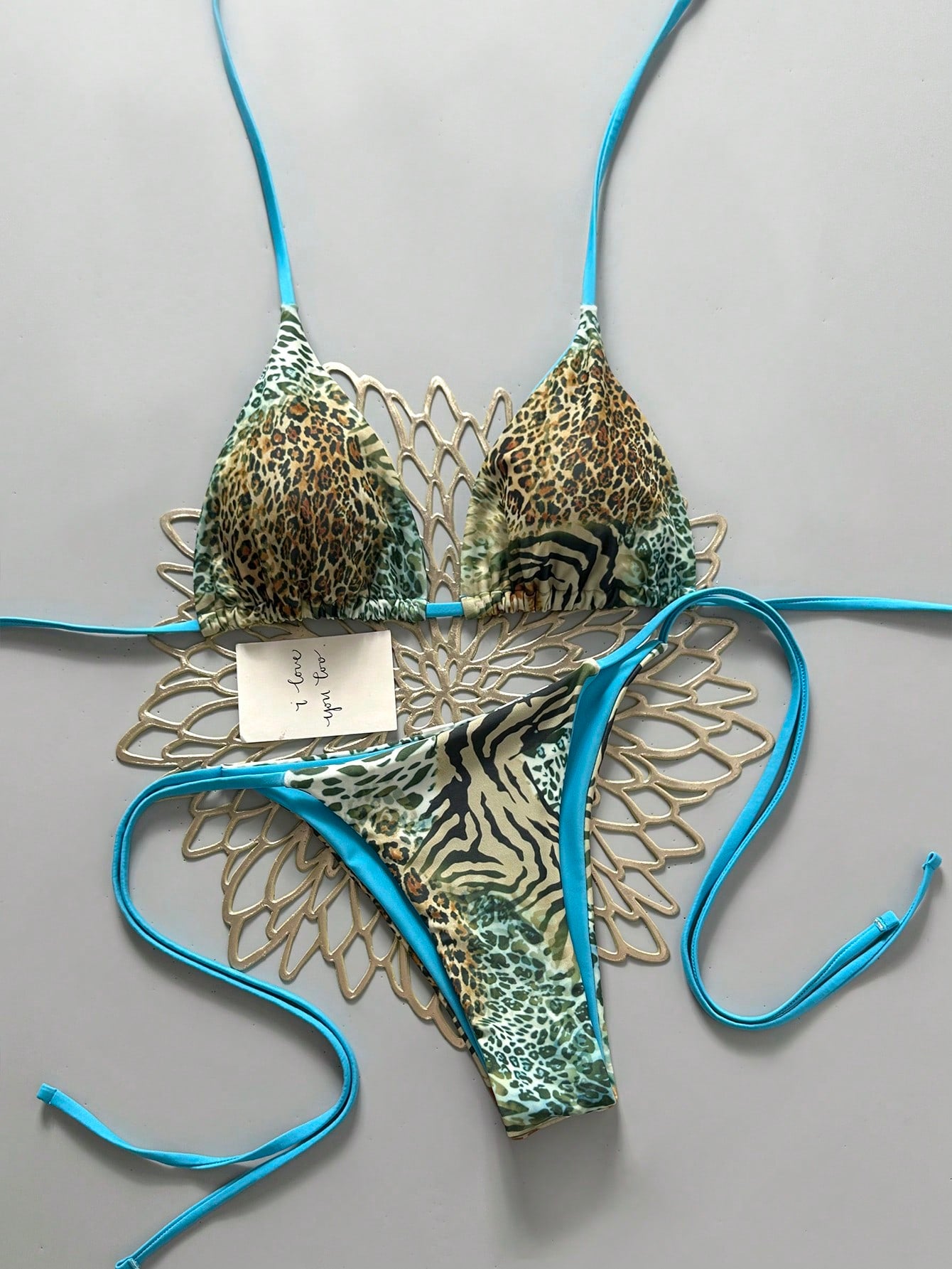 2025 Sexy Vintage Leopard Print Pattern Bikini Two Pieces Swimwear For Women Vacation Beach Summer