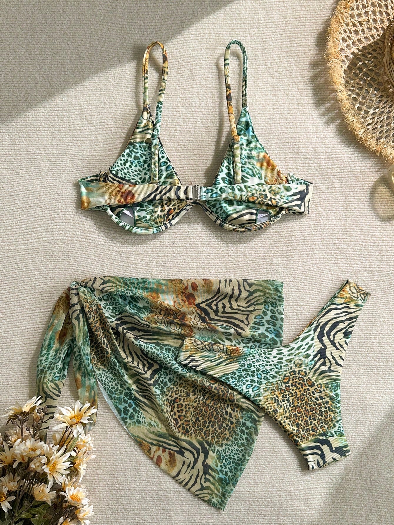 2026 European And American Women's Sexy Retro Leopard Print Bikini With Steel Support 3 PiecesSwimwear Vacation Beach Summer