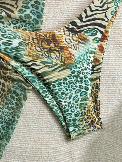 2026 European And American Women's Sexy Retro Leopard Print Bikini With Steel Support 3 PiecesSwimwear Vacation Beach Summer