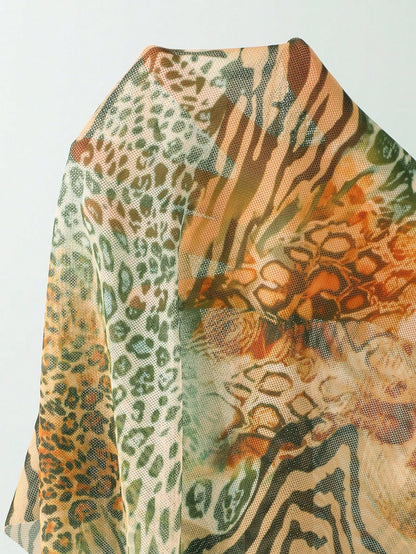 2026 European And American Women's Sexy Retro Leopard Print Bikini With Steel Support 3 PiecesSwimwear Vacation Beach Summer