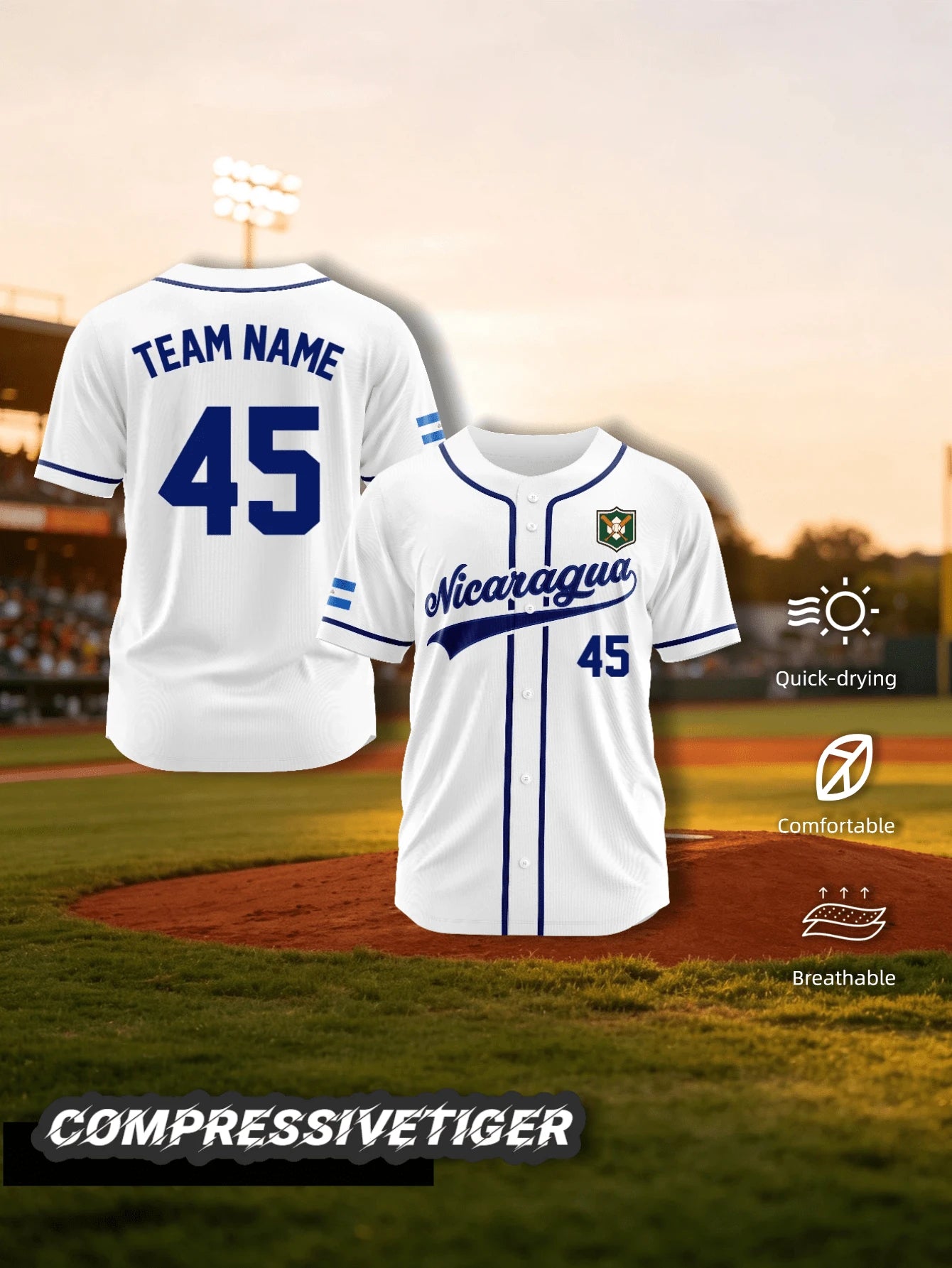 2026 Mexico Home White Baseball Jersey With Red And Green Trim, Full Customization Service, Loose Button-Up Style Sports