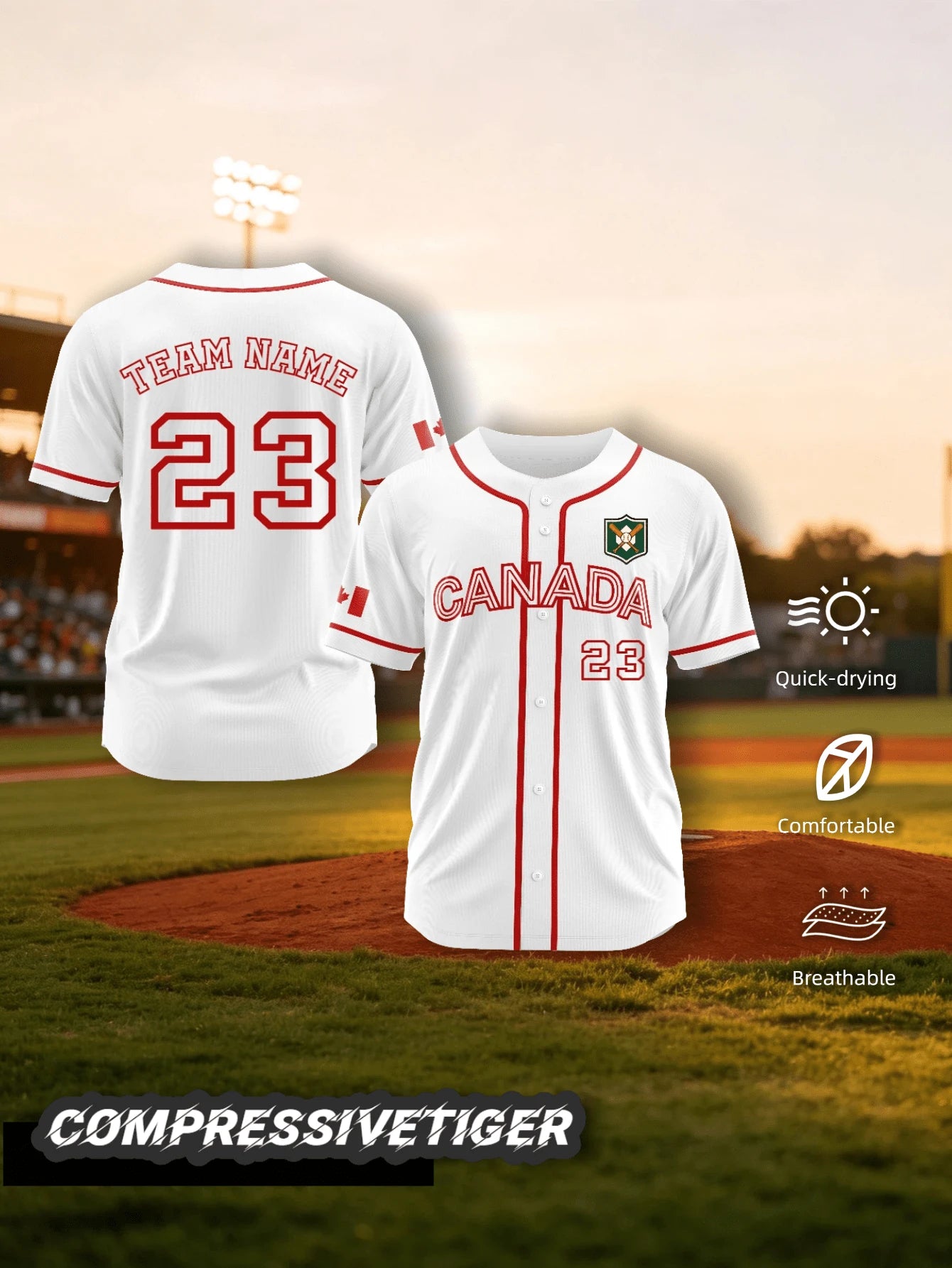 2026 Mexico Home White Baseball Jersey With Red And Green Trim, Full Customization Service, Loose Button-Up Style Sports