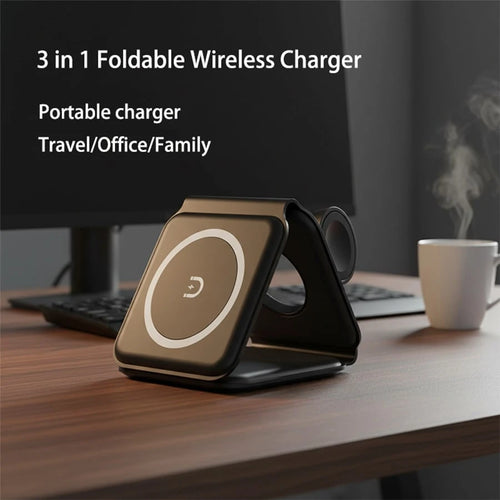 2026 New 3-In-1 Magnetic Wireless Charging Stand Suitable For IPhone 17 16 15 14 13 Pro Max, S23 S24 S25 Phones, 3-In-1 Portable Foldable Wireless Charger, Supports Fast Charging For Apple Watch