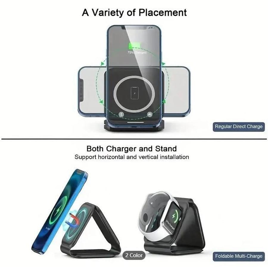 2026 New 3-In-1 Magnetic Wireless Charging Stand Suitable For IPhone 17 16 15 14 13 Pro Max, S23 S24 S25 Phones, 3-In-1 Portable Foldable Wireless Charger, Supports Fast Charging For Apple Watch