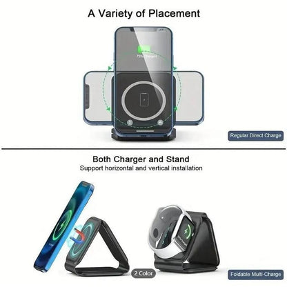 2026 New 3-In-1 Magnetic Wireless Charging Stand Suitable For IPhone 17 16 15 14 13 Pro Max, S23 S24 S25 Phones, 3-In-1 Portable Foldable Wireless Charger, Supports Fast Charging For Apple Watch