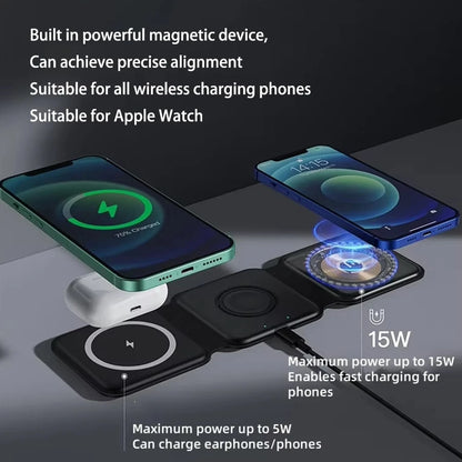 2026 New 3-In-1 Magnetic Wireless Charging Stand Suitable For IPhone 17 16 15 14 13 Pro Max, S23 S24 S25 Phones, 3-In-1 Portable Foldable Wireless Charger, Supports Fast Charging For Apple Watch