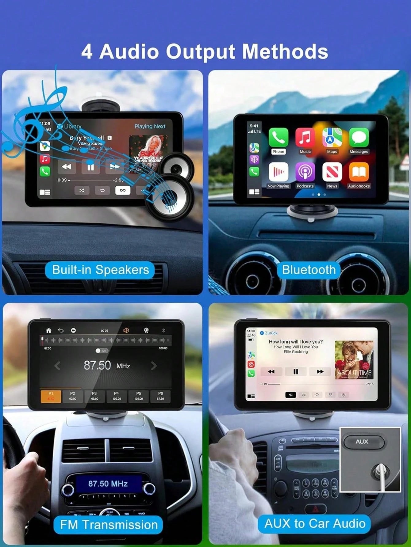 2026 New 7-Inch Wireless Apple CarPlay And Android Auto Car Player, Touchscreen Bluetooth Hands-Free/Screen Mirroring/Navigation/Voice Control/TF Card/AUX, Suitable For Cars, Trucks, SUVs