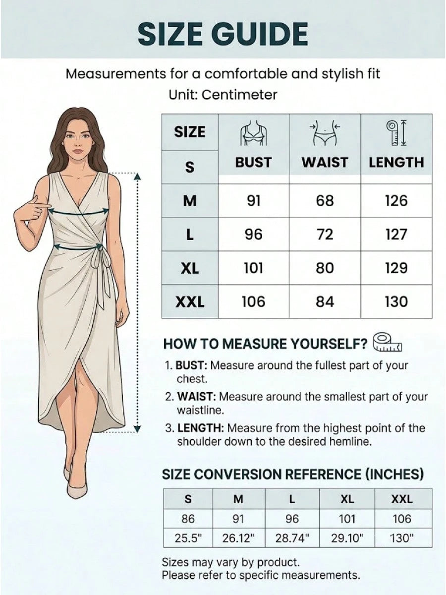 2026 Off-White Linen-Cotton Textured V-Neck Raw Edge Wrap Tie Ruched Slit Midi Dress, Slim Fit Vacation Style