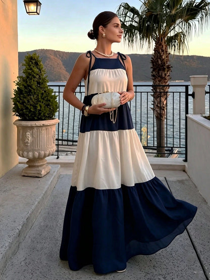 2026 Spring/Summer New Fashion Elegant Casual Commute Daily Date Holiday Travel Tea Party Beach Color Block Patchwork Dress