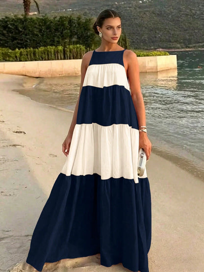 2026 Spring/Summer New Fashion Elegant Casual Commute Daily Date Holiday Travel Tea Party Beach Color Block Patchwork Dress