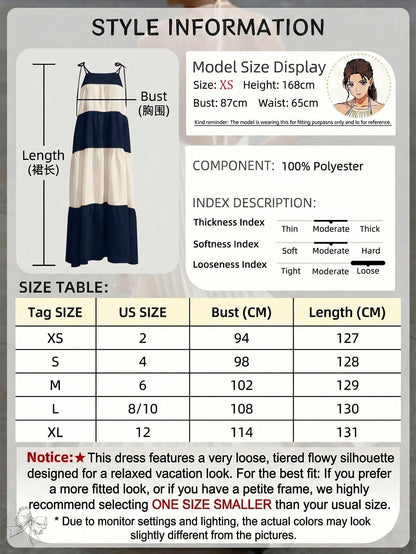 2026 Spring/Summer New Fashion Elegant Casual Commute Daily Date Holiday Travel Tea Party Beach Color Block Patchwork Dress