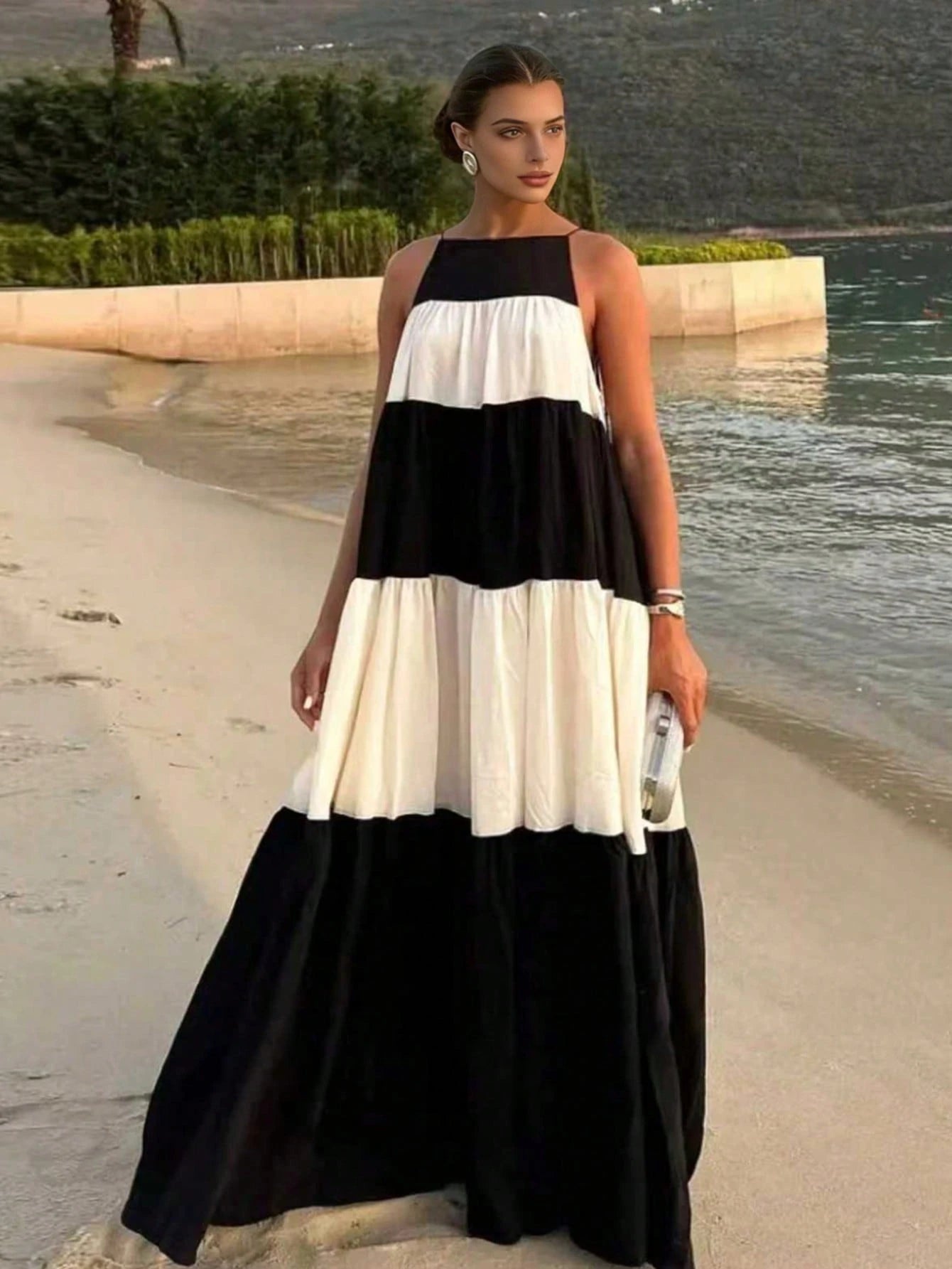 2026 Spring/Summer New Fashion Elegant Casual Commute Daily Date Holiday Travel Tea Party Beach Color Block Patchwork Dress