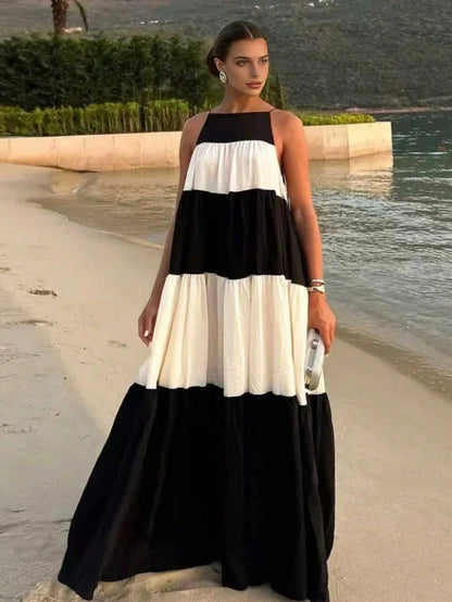 2026 Spring/Summer New Fashion Elegant Casual Commute Daily Date Holiday Travel Tea Party Beach Color Block Patchwork Dress