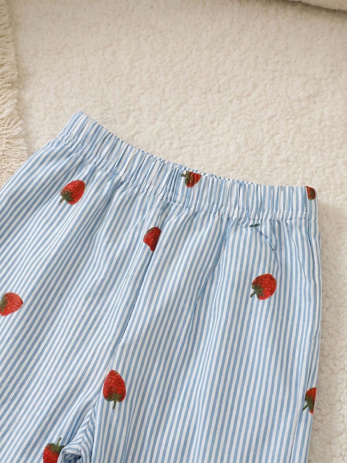 2026 Summer New Cute 3D Bow Short Sleeve Top + Unique Bow Wide Leg Casual Pants Baby Girls Blue 2-Piece Set