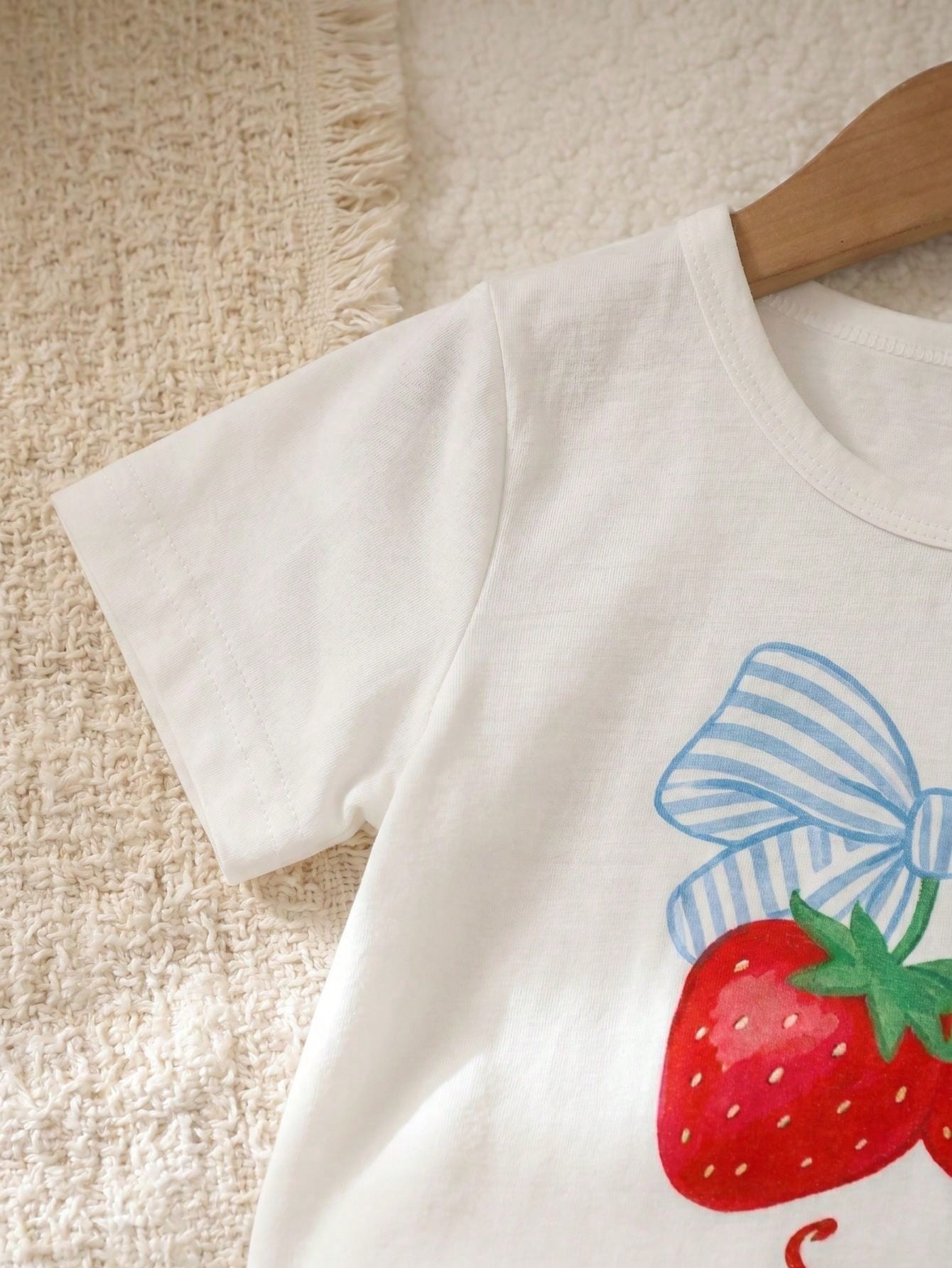 2026 Summer New Cute 3D Bow Short Sleeve Top + Unique Bow Wide Leg Casual Pants Baby Girls Blue 2-Piece Set